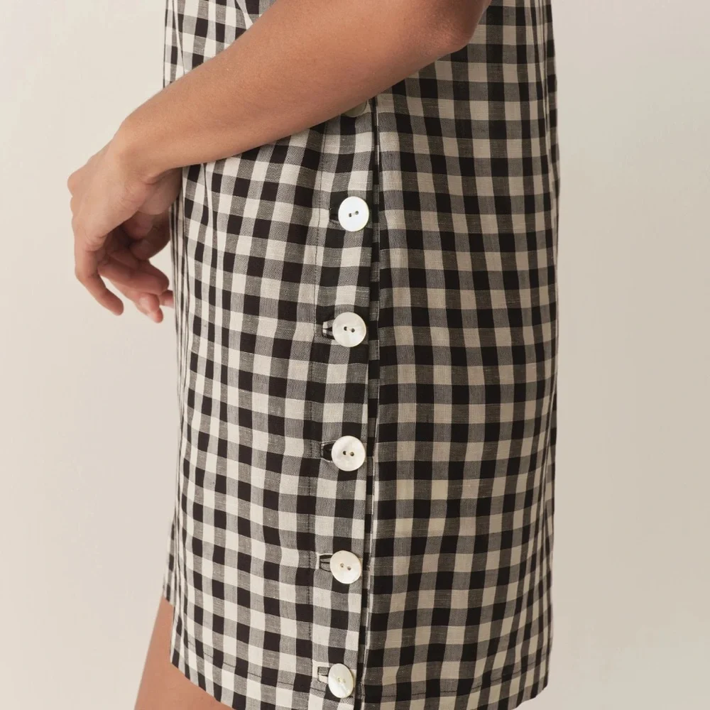 Doen CORALIE DRESS in BLACK MARILYN GINGHAM - Picture 2 of 6